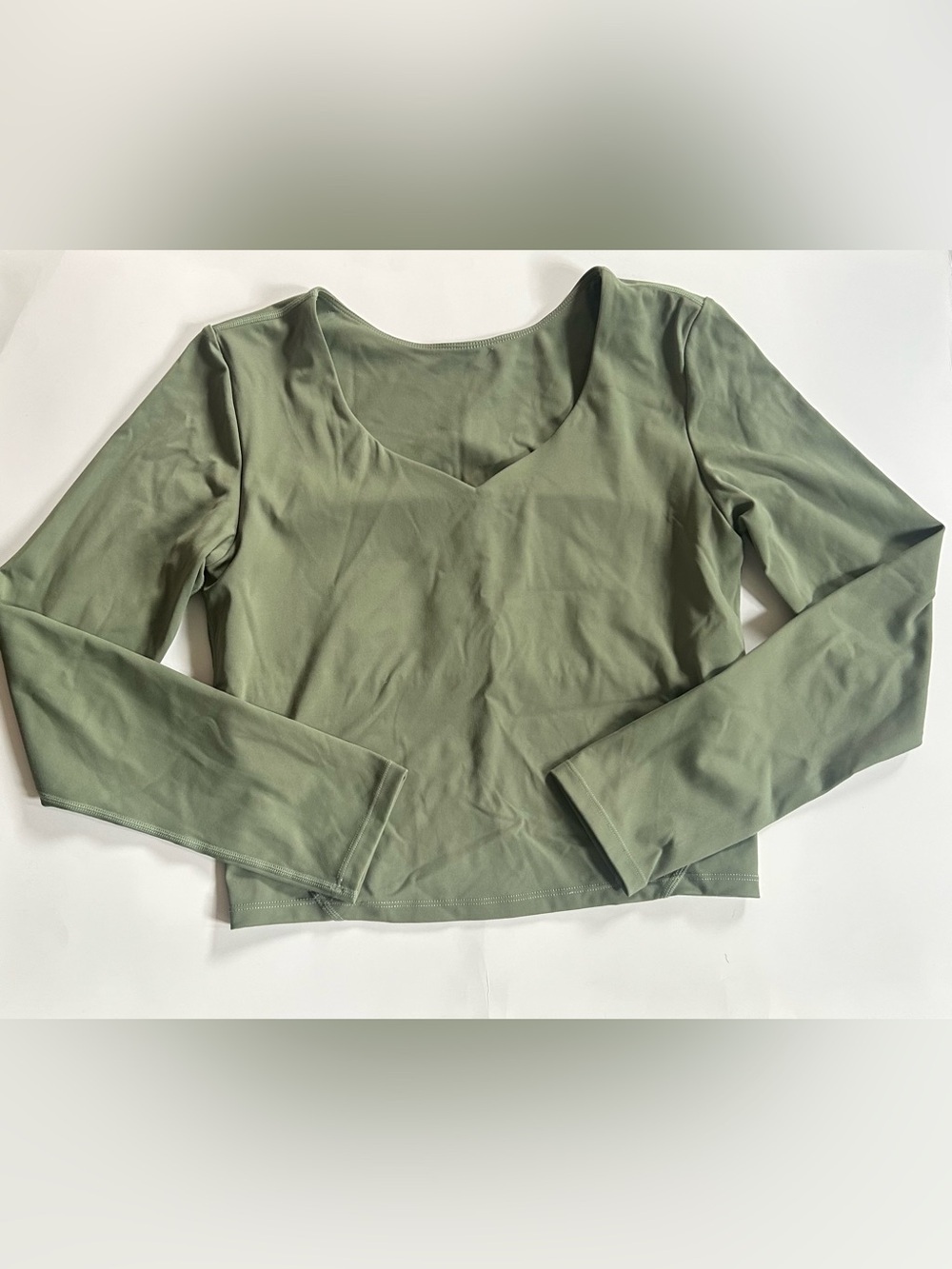First Health Apparel Army Green Fitted Crop Athletic Top